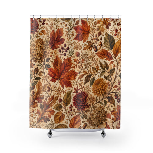 Autumn Shower Curtain: Vintage Fall Leaves