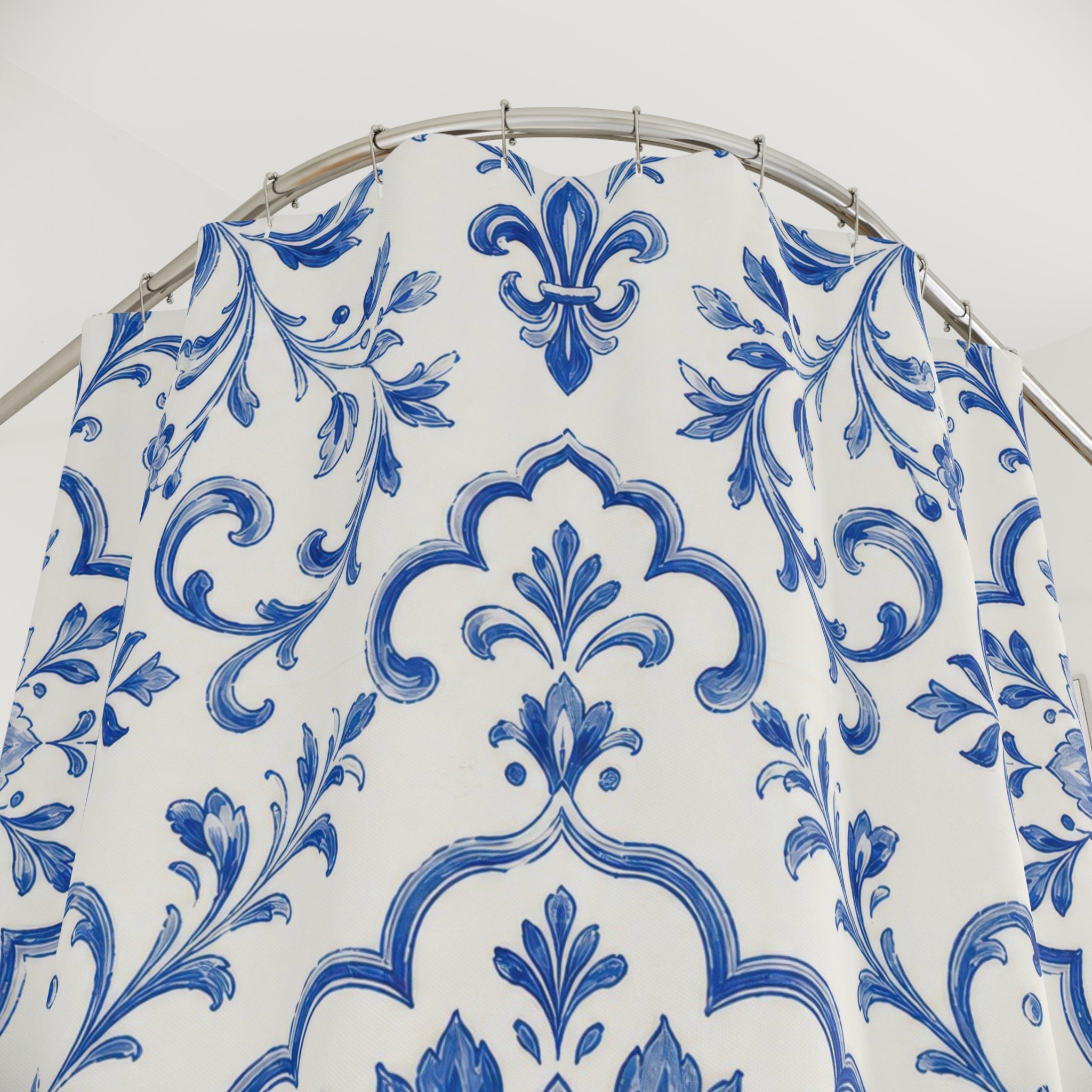 Blue White French Country Ornamental Shower Curtain