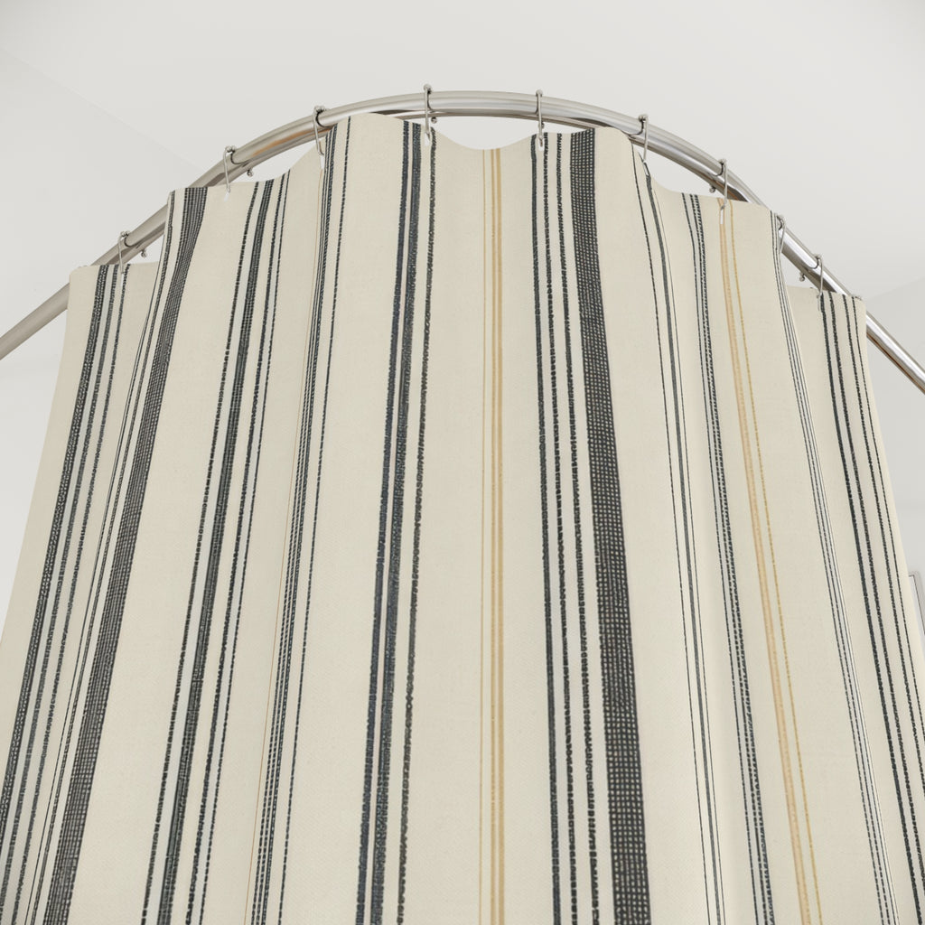 Gray Beige Fine Pinstripe Shower Curtain