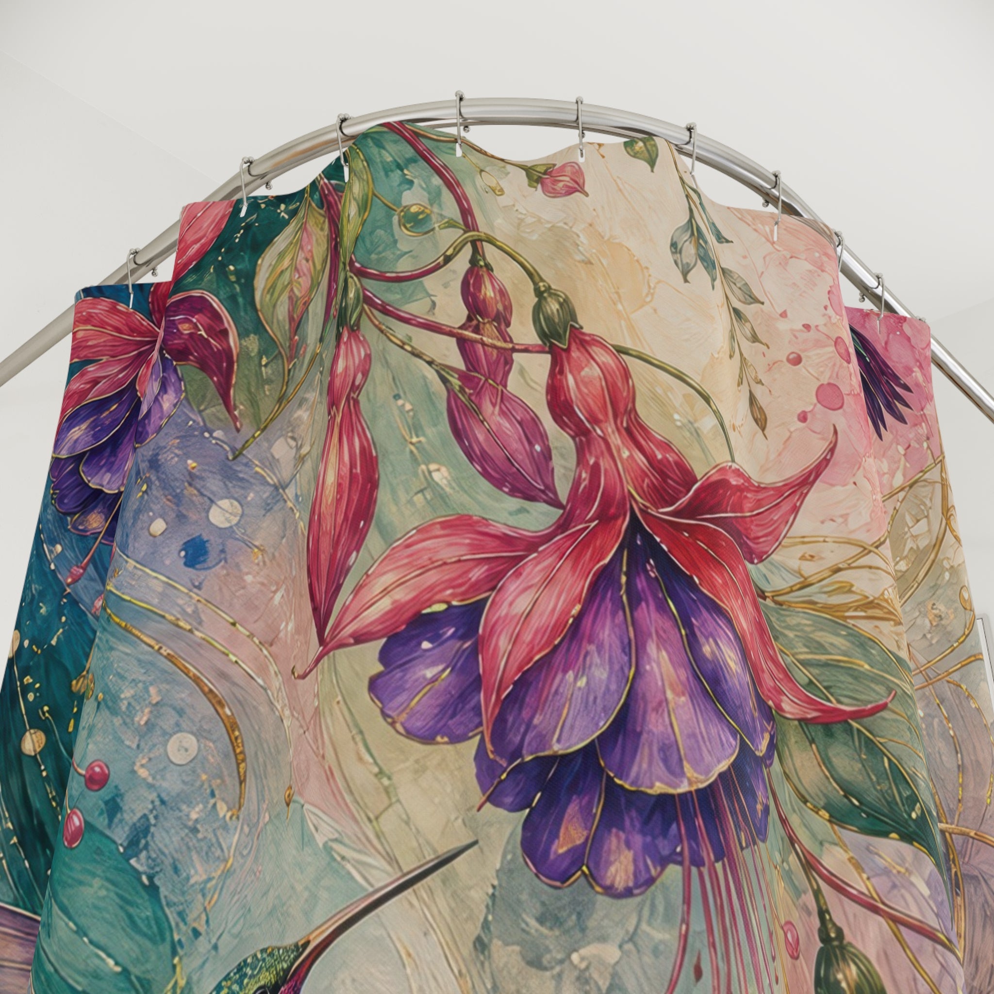 Hummingbird Fuchsia Current Shower Curtain