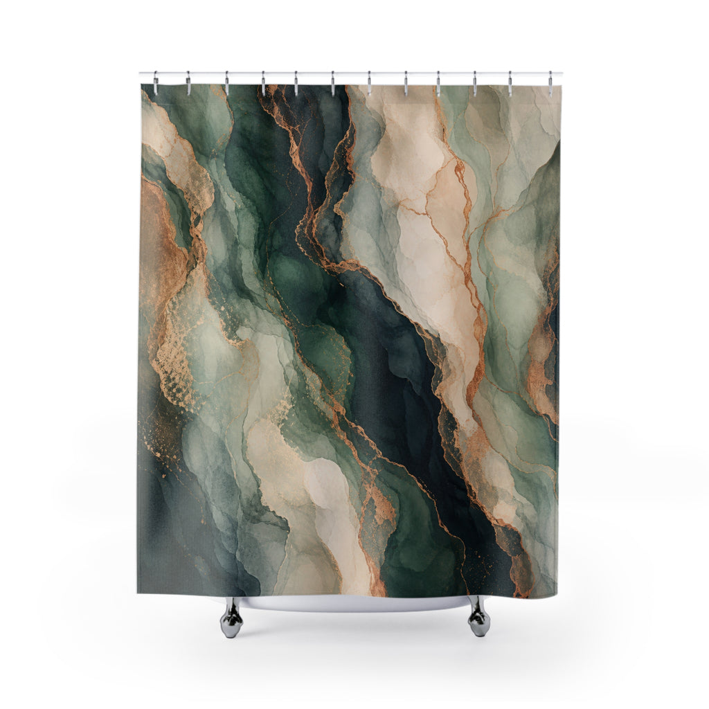 Emerald Abstract Shower Curtain