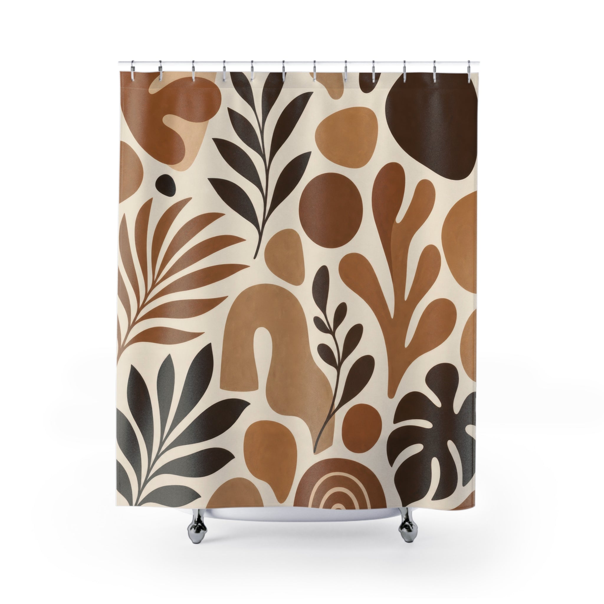 Brown Beige Abstract Leaf Shower Curtain
