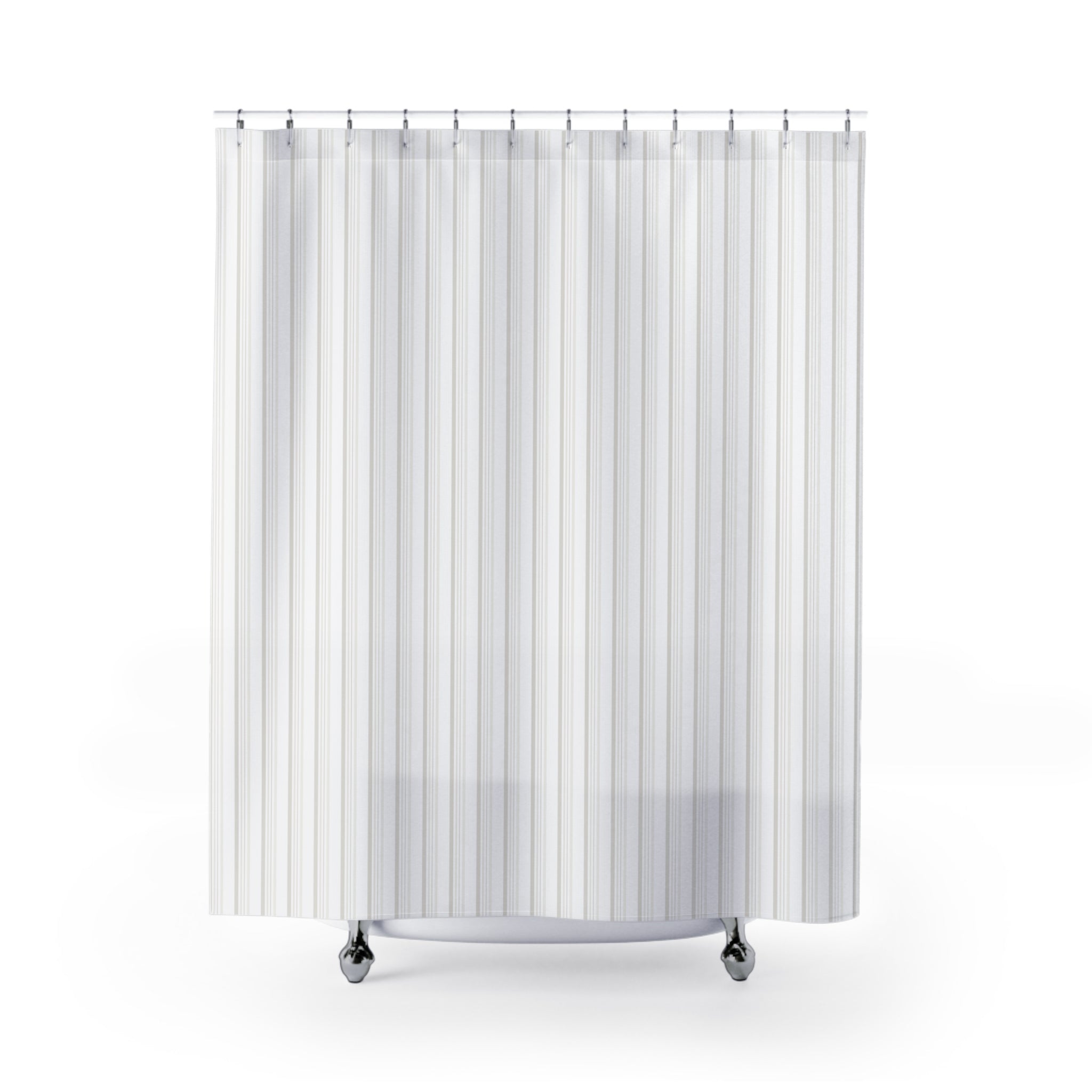 White Tone-on-Tone Striped Shower Curtain