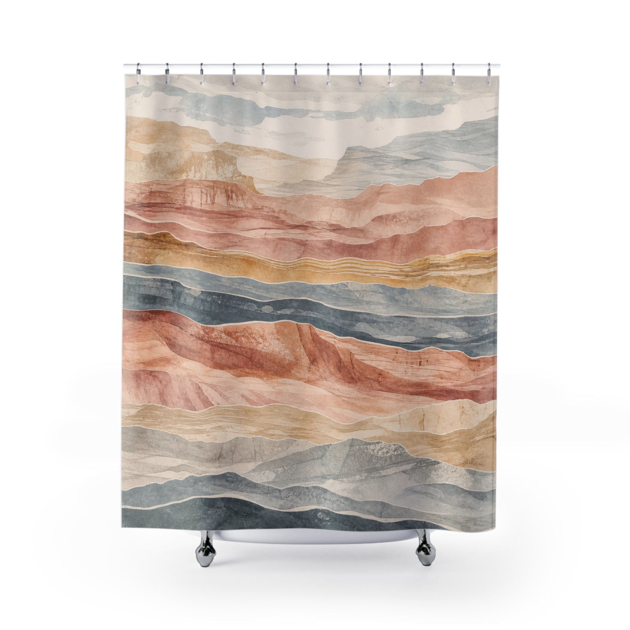 Layered Canyon Landscape Shower Curtain