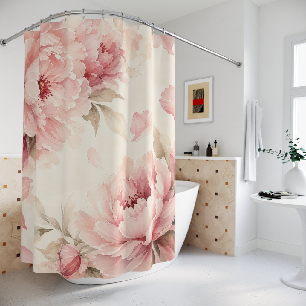 Blush Peony Watercolor Shower Curtain