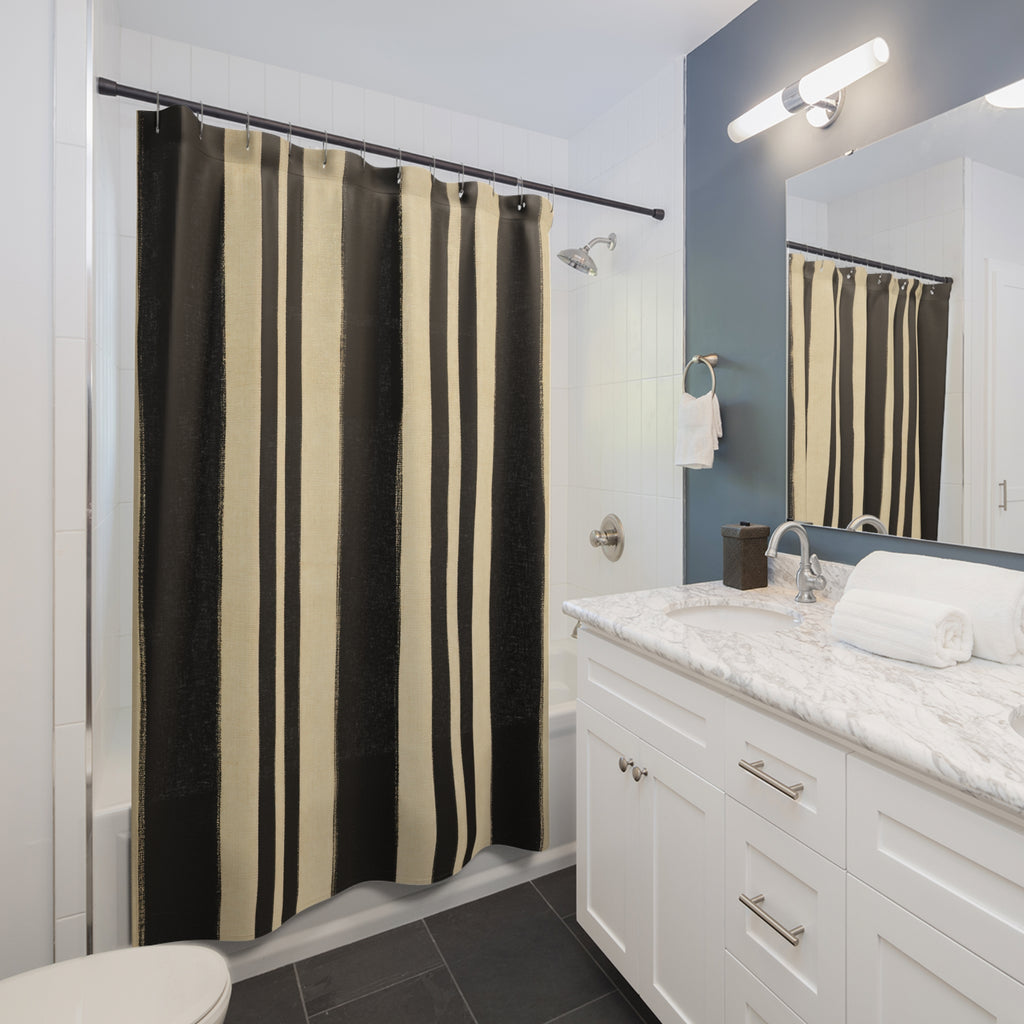 Cream Vertical Stripe Shower Curtain