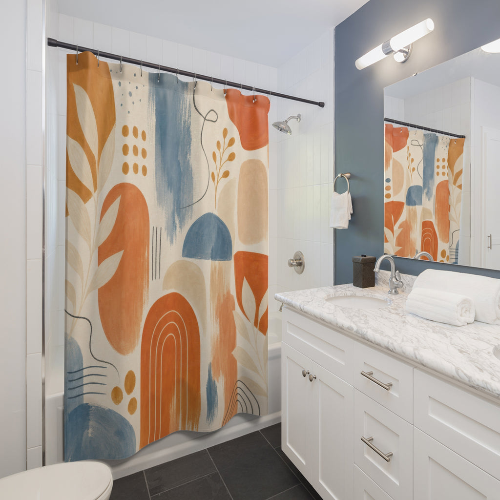 Orange Patterned Shower Curtain