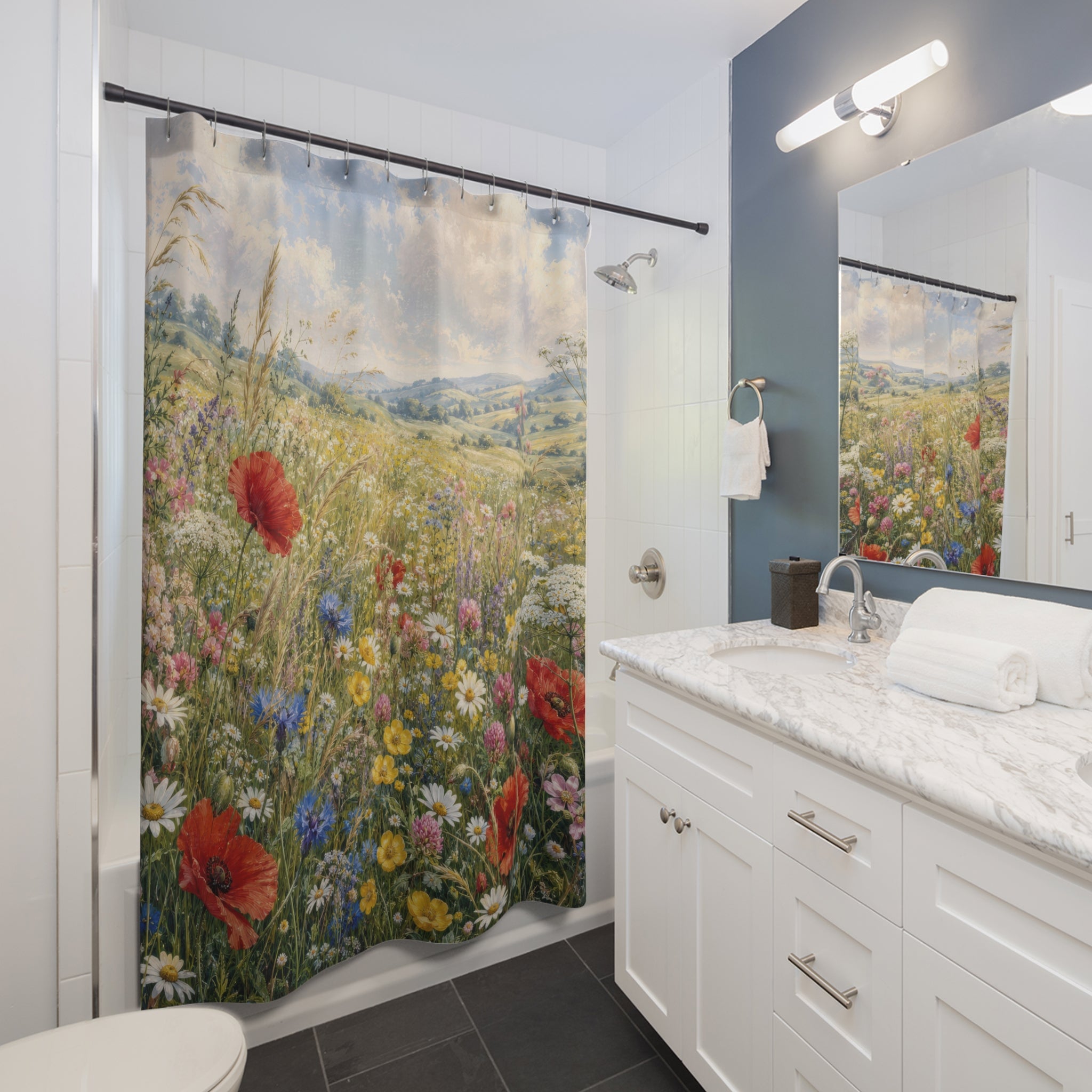 Meadow Shower Curtain: Wildflower Landscape