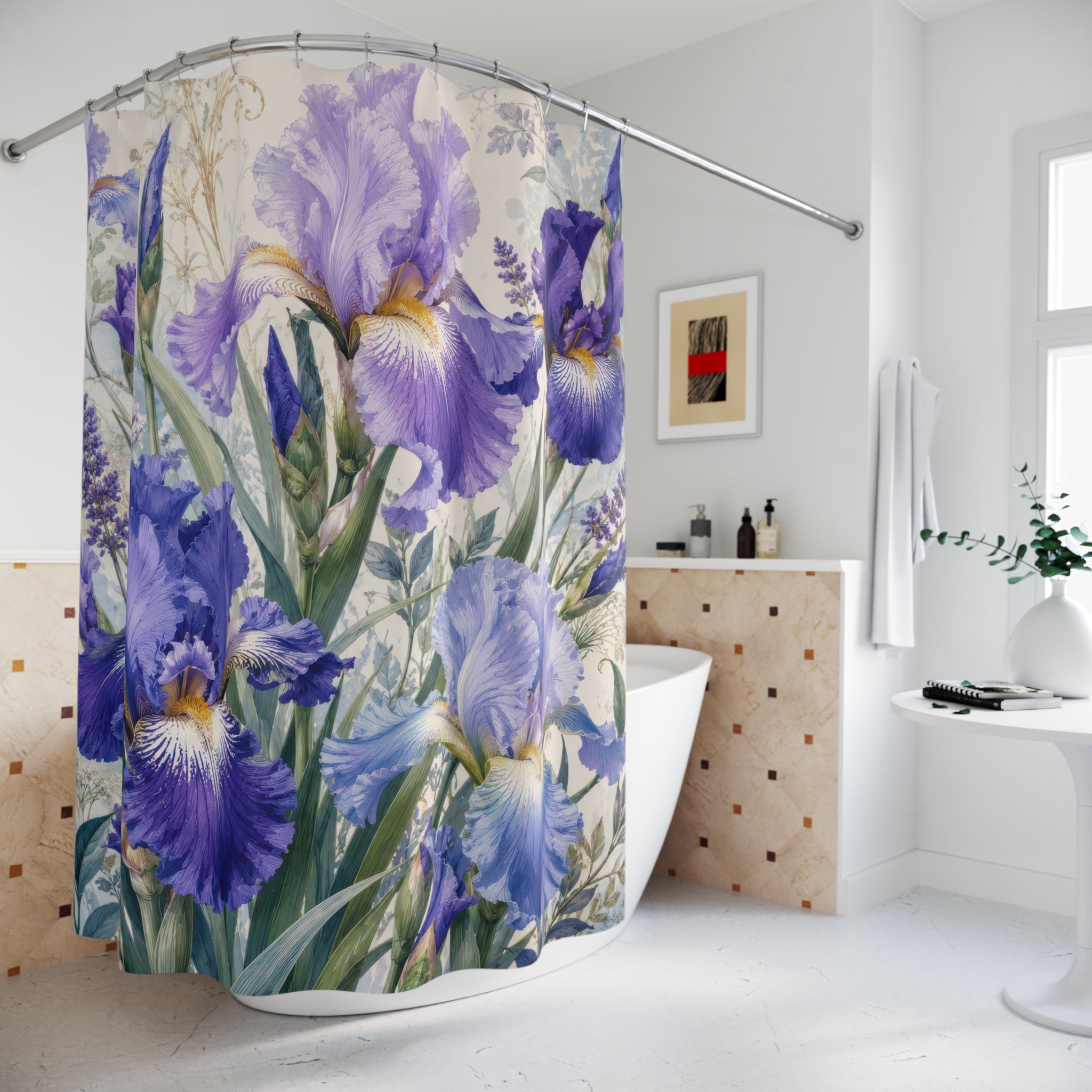 Iris Shower Curtain: Purple Blue Floral