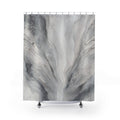 Marble Shower Curtain, Gray Abstract Bath Decor, White Charcoal Fan Pattern, Modern Neutral Guest Bathroom Decor, Soft Spa Marble Style