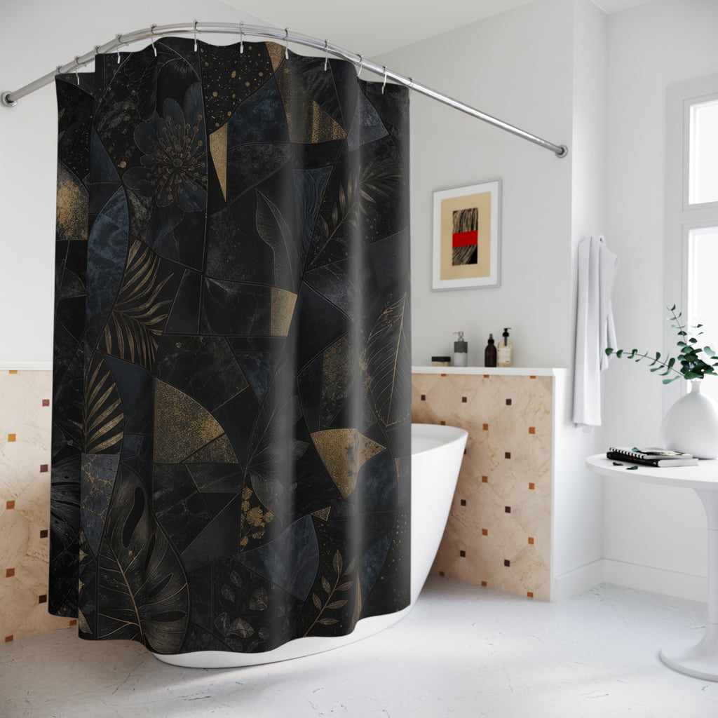 Dark Botanical Abstract Shower Curtain