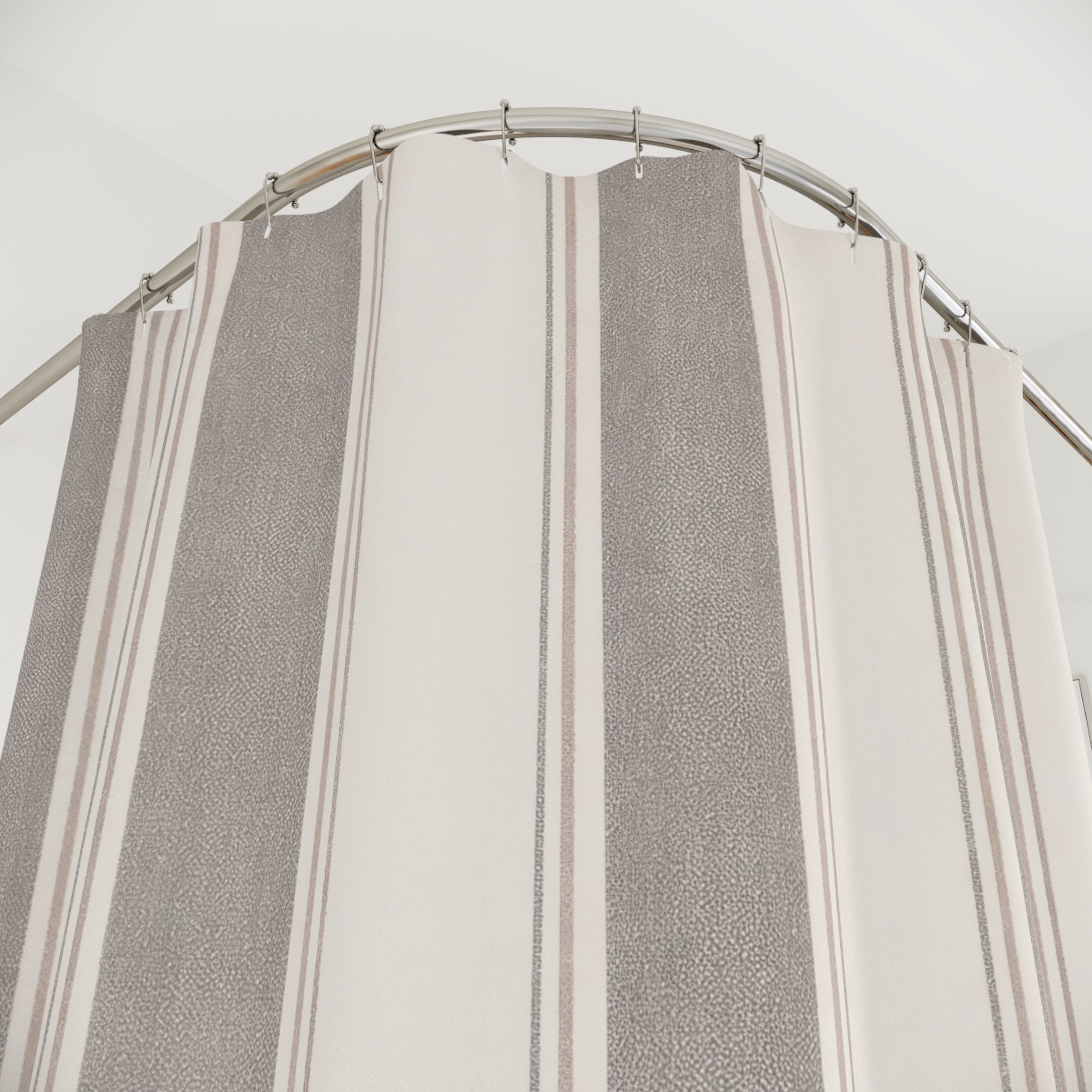Greige French Stripe Shower Curtain