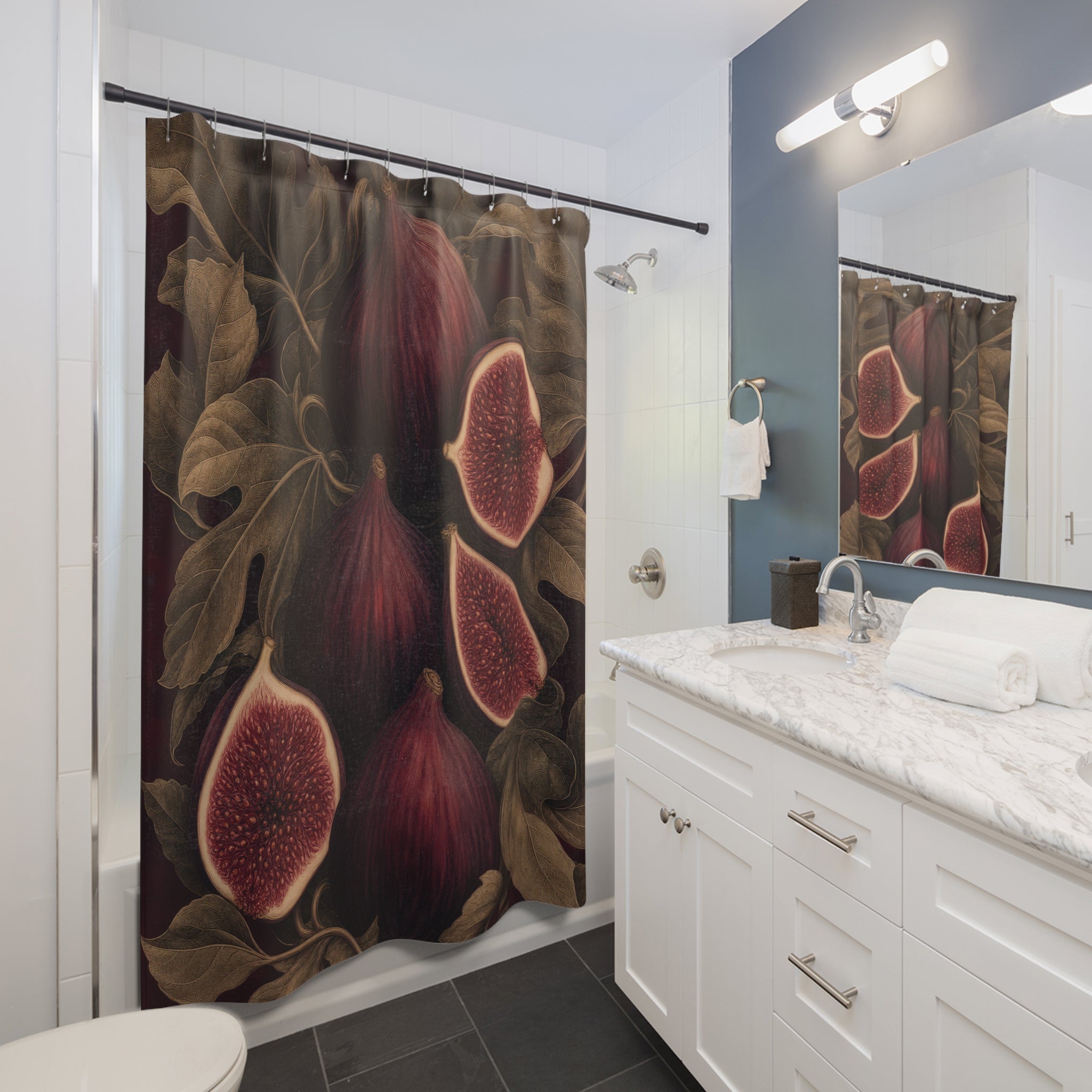 Burgundy Fig Botanical Shower Curtain