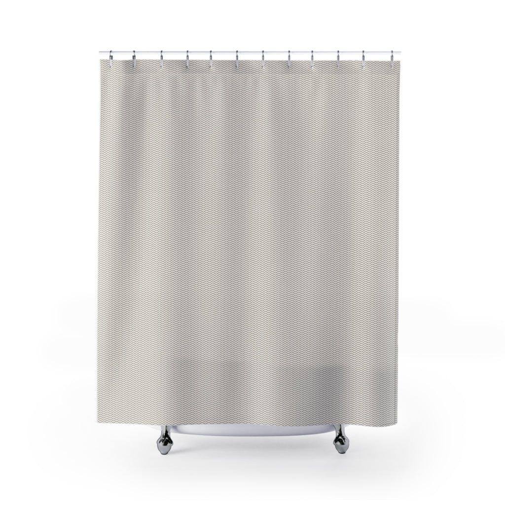 Farmhouse Herringbone Shower Curtain – Warm Grey