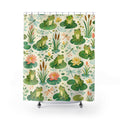 Kids Frog Shower Curtain, Lily Pad Pond Animal Pattern, Green Bathroom Decor, Cute Nature Pond Wall Decor Guest Bath Gift For Home