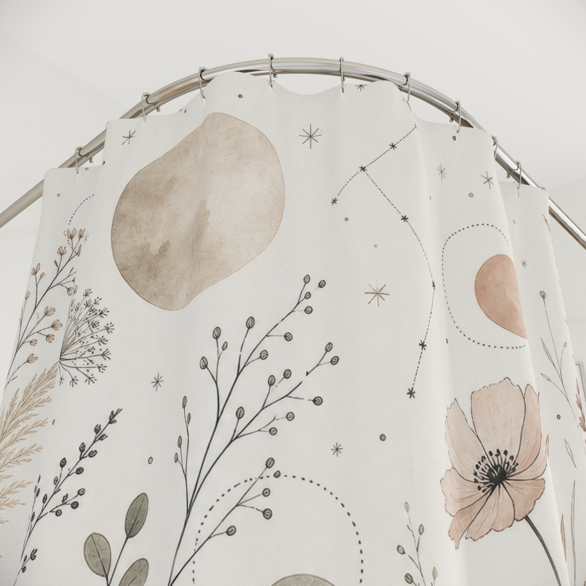 Botanical Line Art Shower Curtain