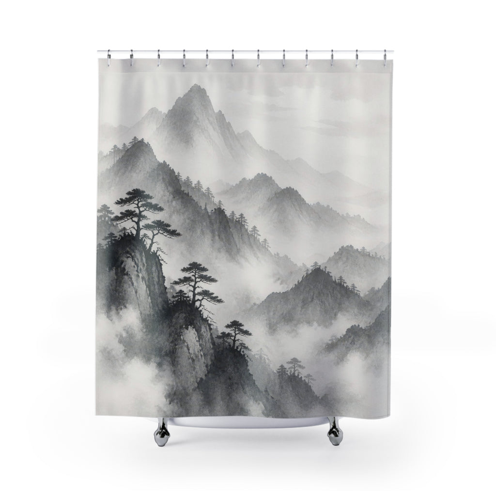 Grey Mountain Landscape Shower Curtain