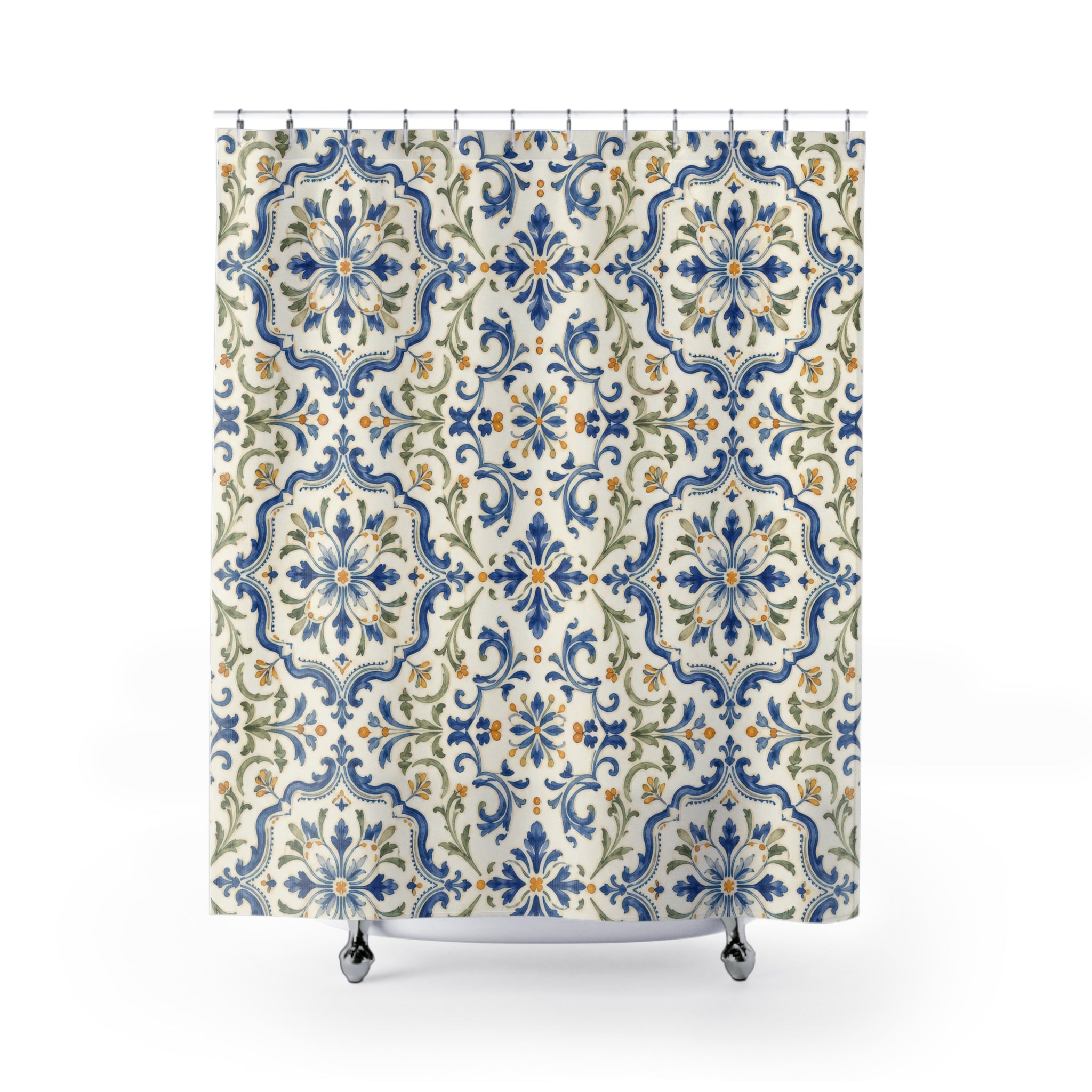Blue Yellow French Country Medallion Shower Curtain