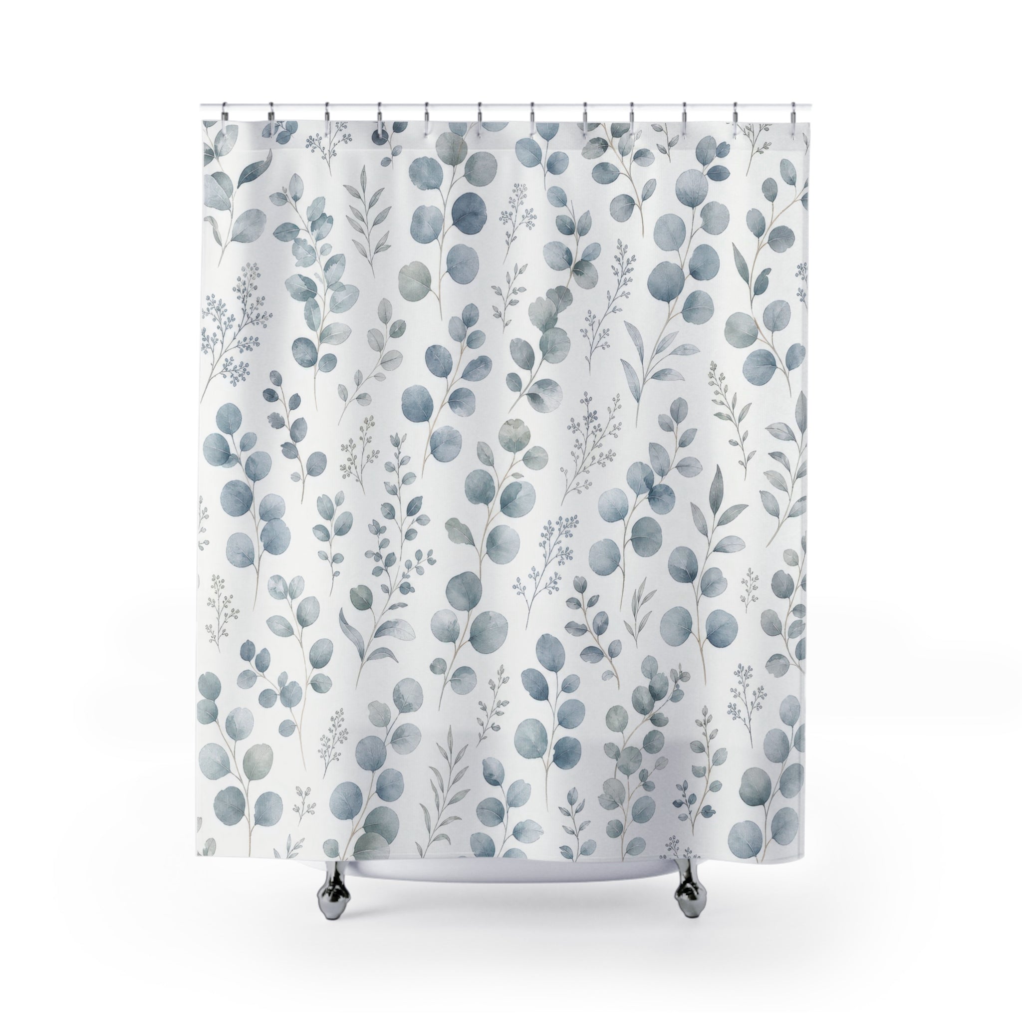 Blue Green Botanical Shower Curtain