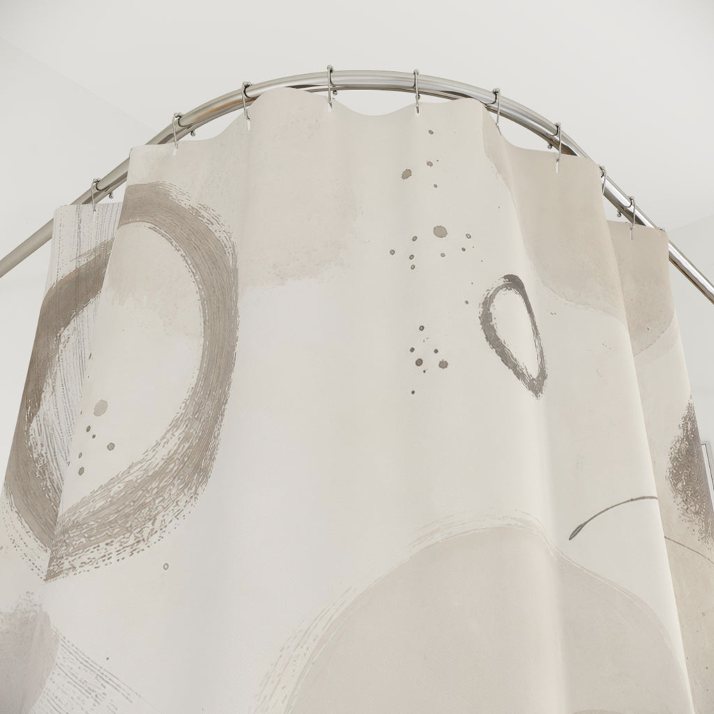 Off White Beige Circle Shower Curtain
