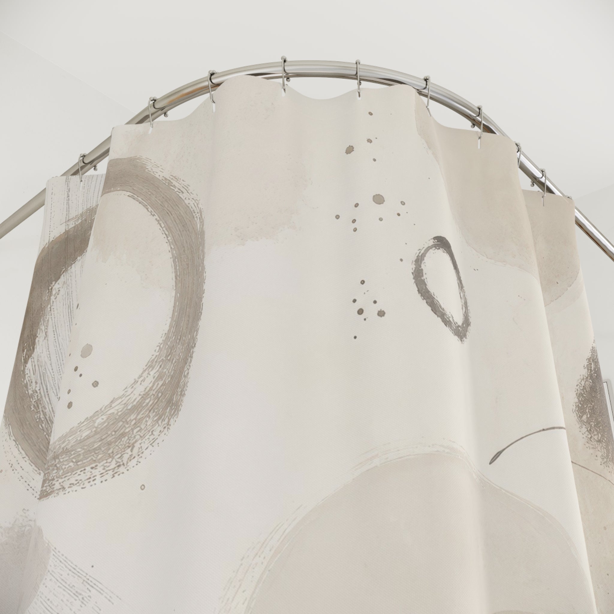 Off White Beige Circle Shower Curtain