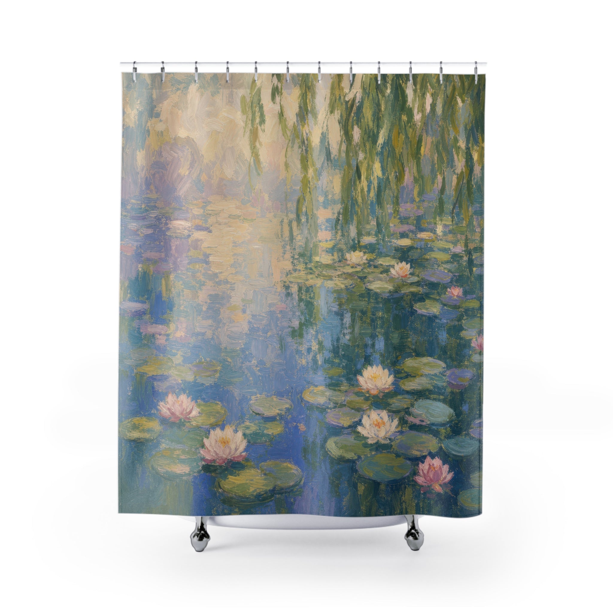 Monet Inspired Water Lily Impressionist Shower Curtain