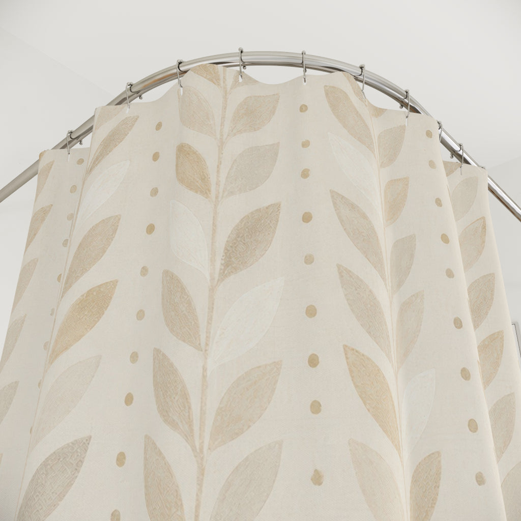 Beige Leaf Stripe Shower Curtain