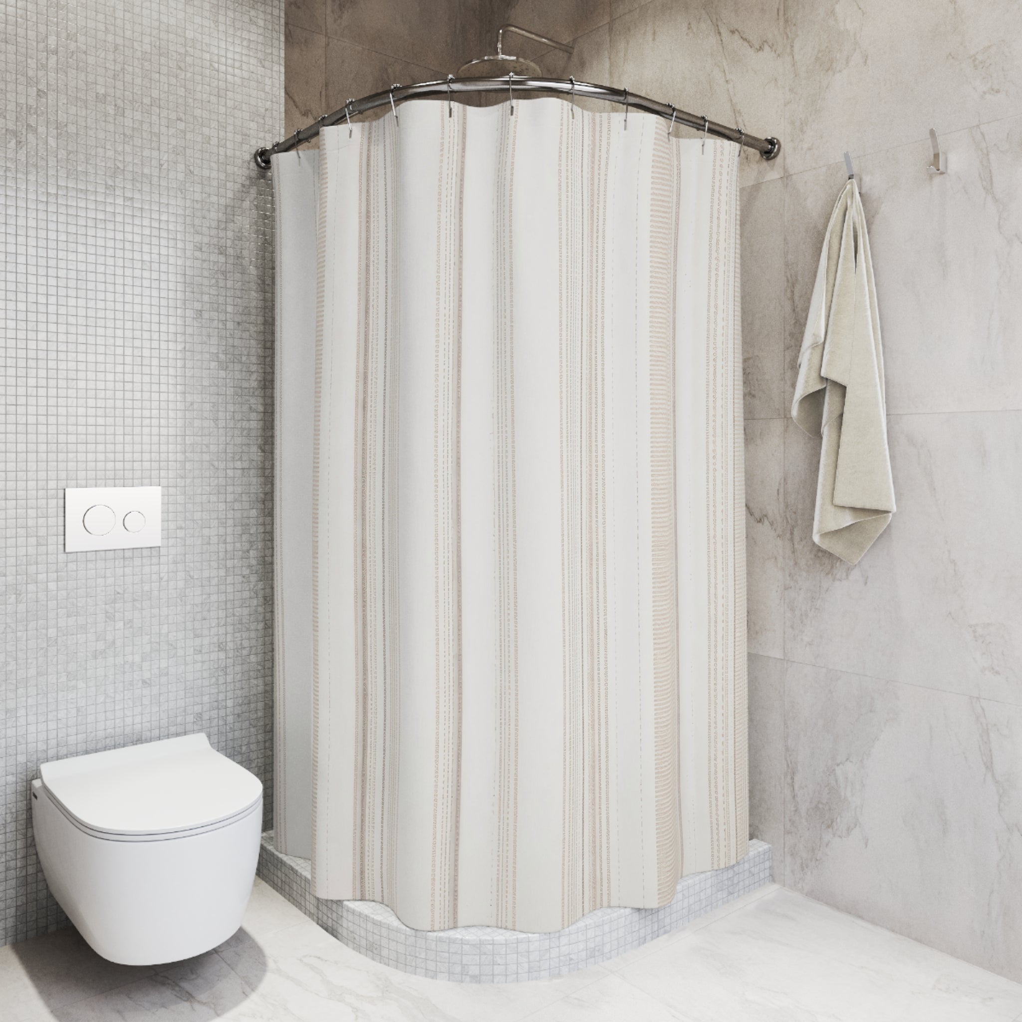 Minimal Ivory Stripe Shower Curtain
