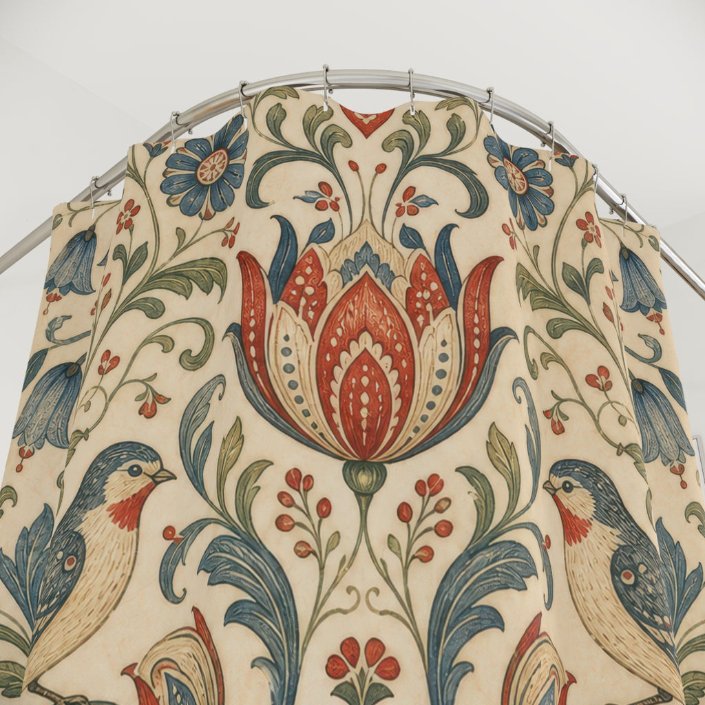 Folk Floral Vine Shower Curtain
