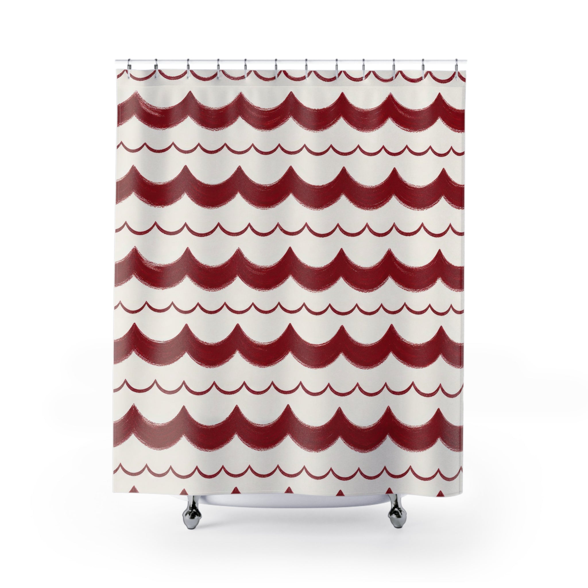 Red Burgundy Scallop Shower Curtain