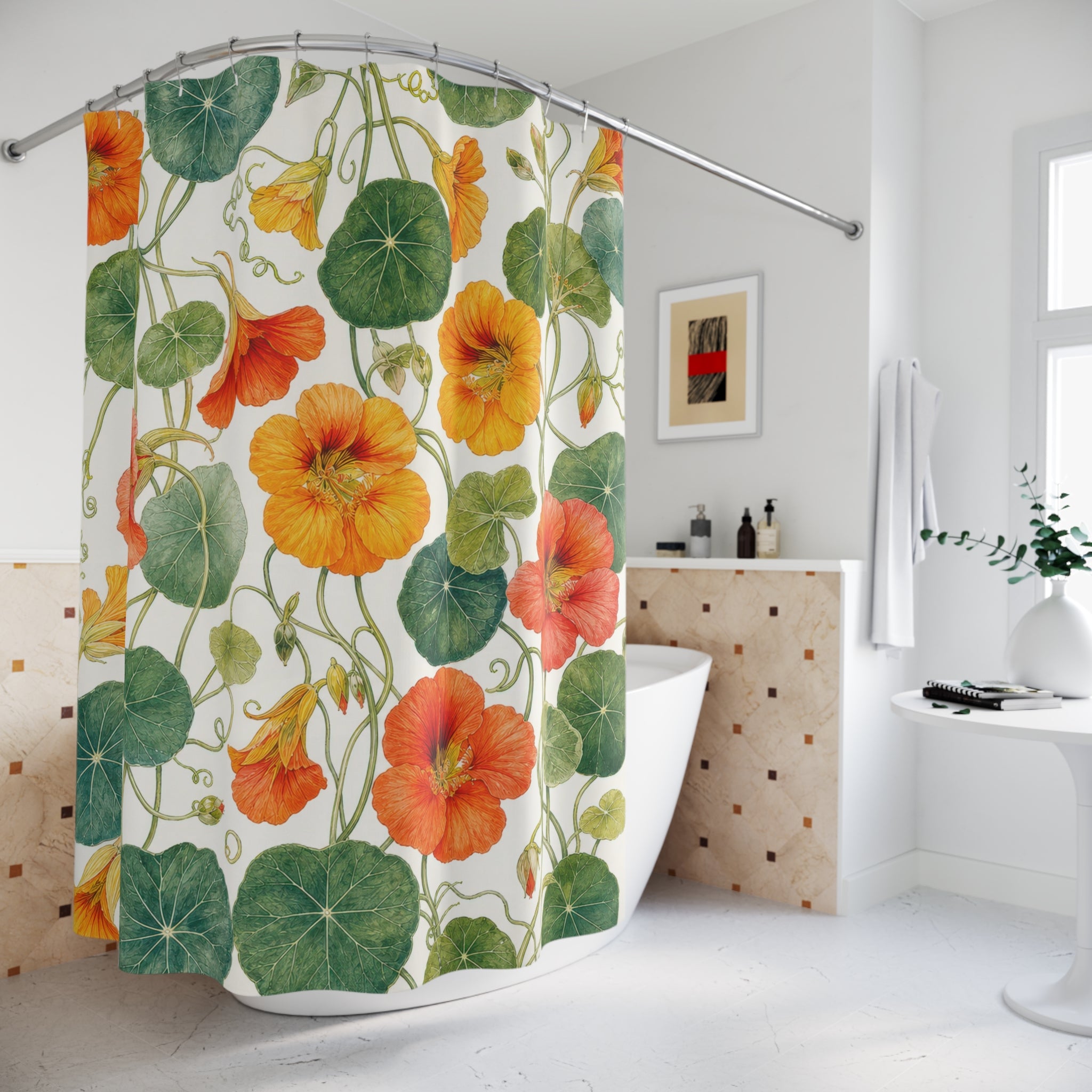 Nasturtium Botanical Vine Shower Curtain