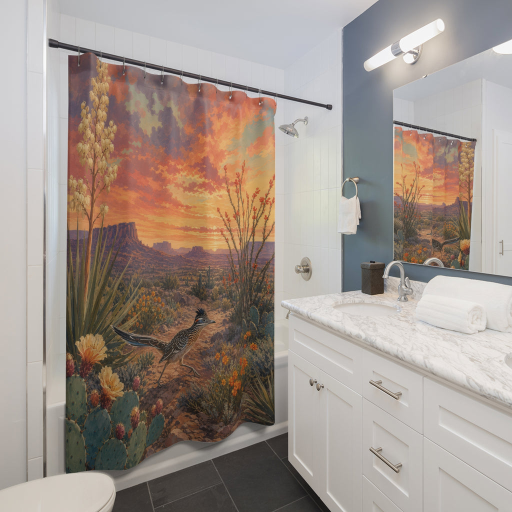 Southwestern Desert Shower Curtain – Cactus Sunset