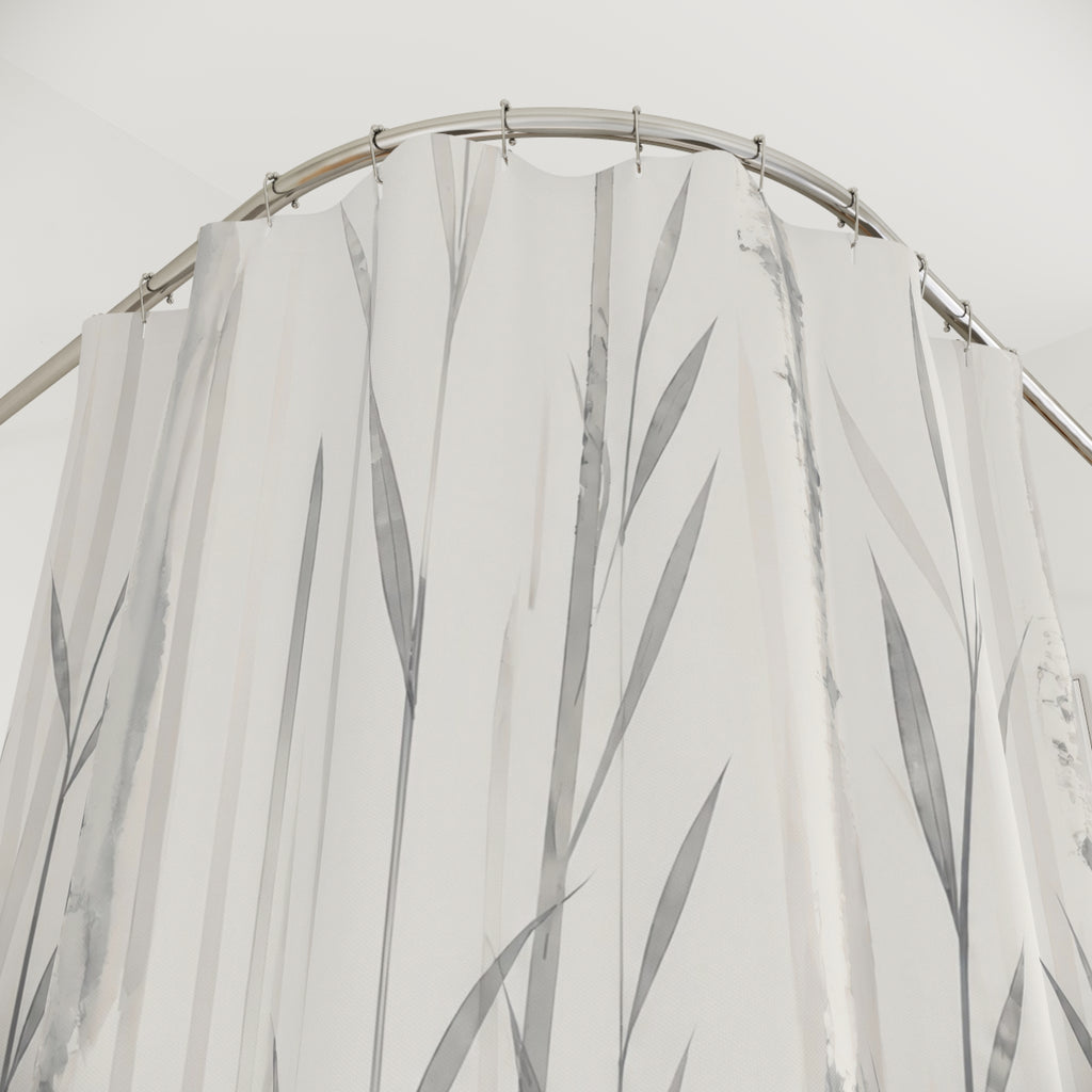 Grey White Bamboo Shower Curtain