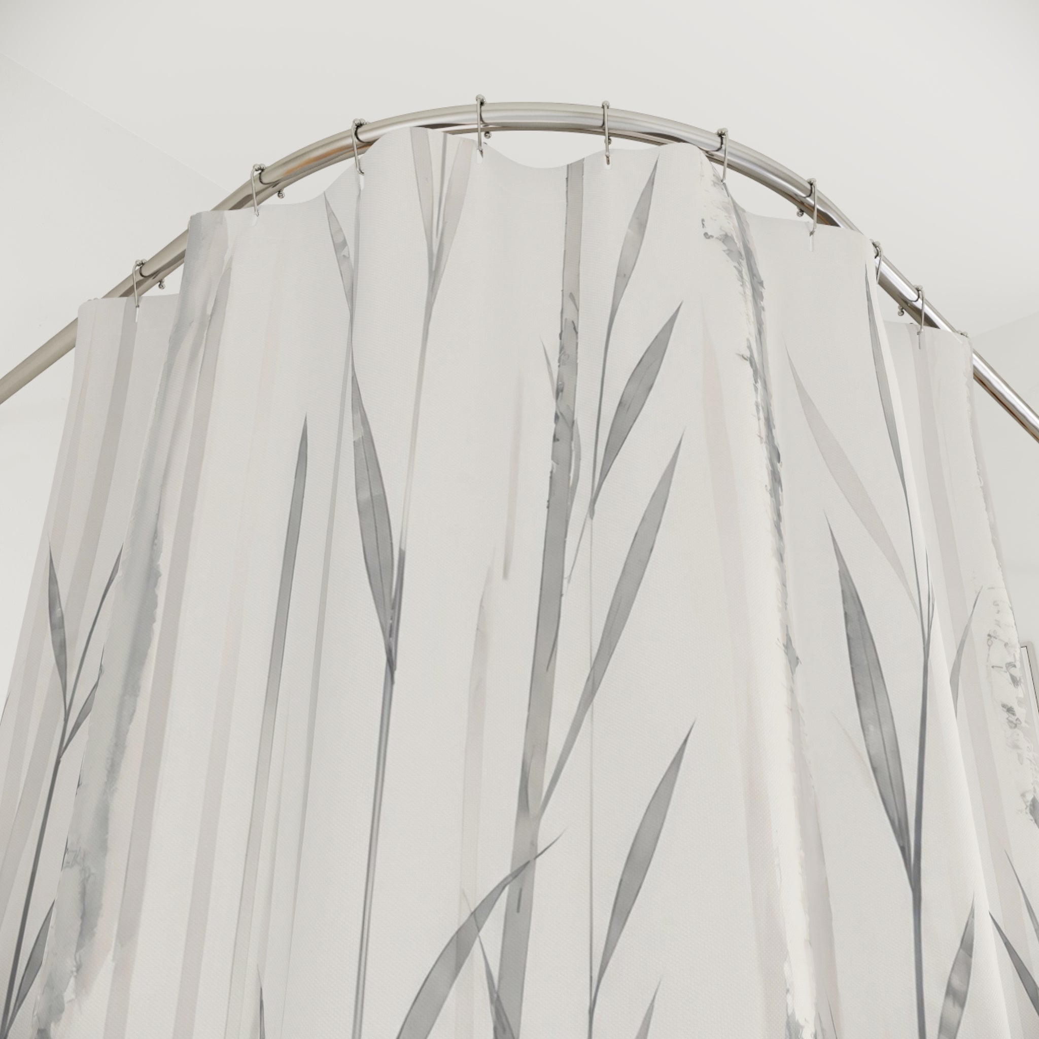 Grey White Bamboo Shower Curtain
