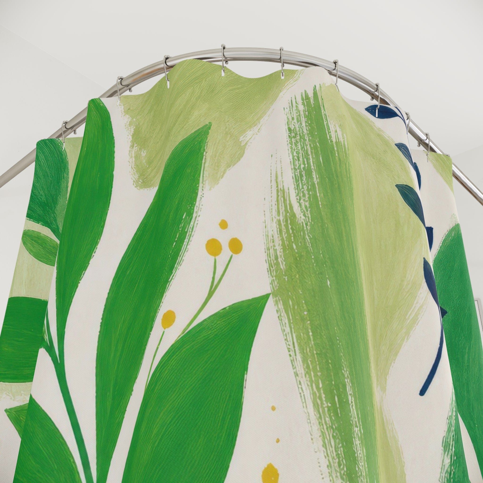 Painterly Botanical Kelly Green Shower Curtain