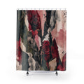 Dark Floral Shower Curtain, Red Rose Abstract Art, Black White Bathroom Decor, Moody Botanical Bath, Modern Romantic Decor, Guest Bath