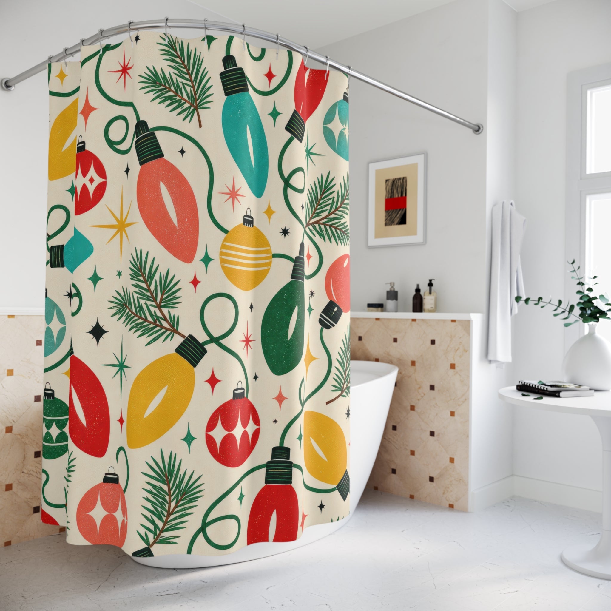 Colorful Ornament Light Shower Curtain