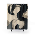 Cream Gray Ink Brush Black Abstract Shower Curtain