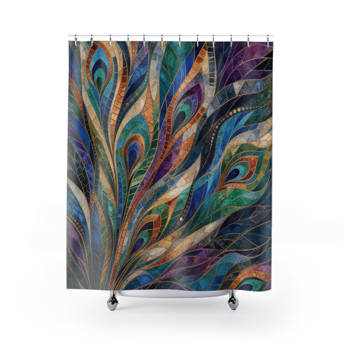 Prismatic Plume Mosaic Shower Curtain
