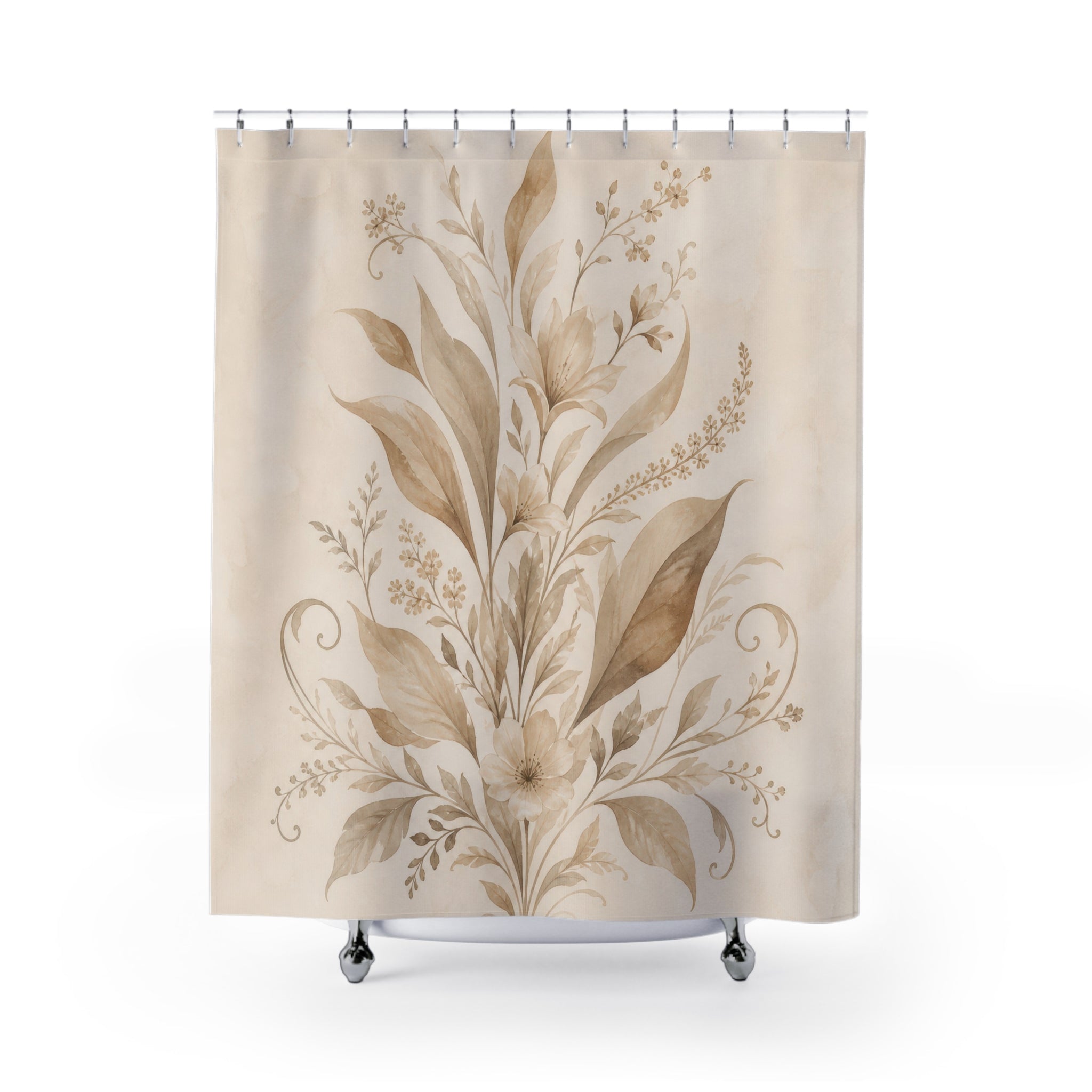 Beige Botanical Bouquet Shower Curtain