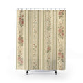 Sage Green Rose Stripe Farmhouse Shower Curtain