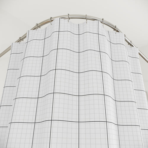 Black and White Grid Shower Curtain