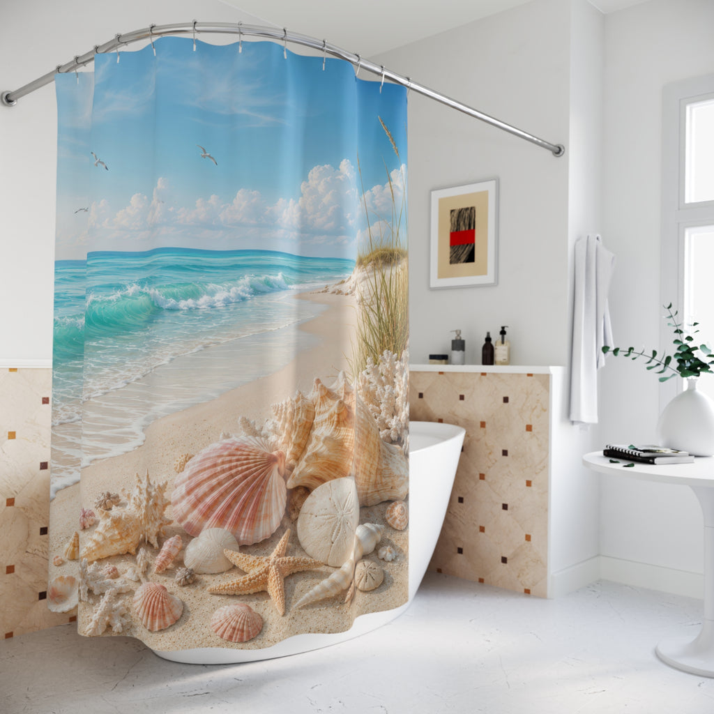Aqua Ocean Beach Shower Curtain