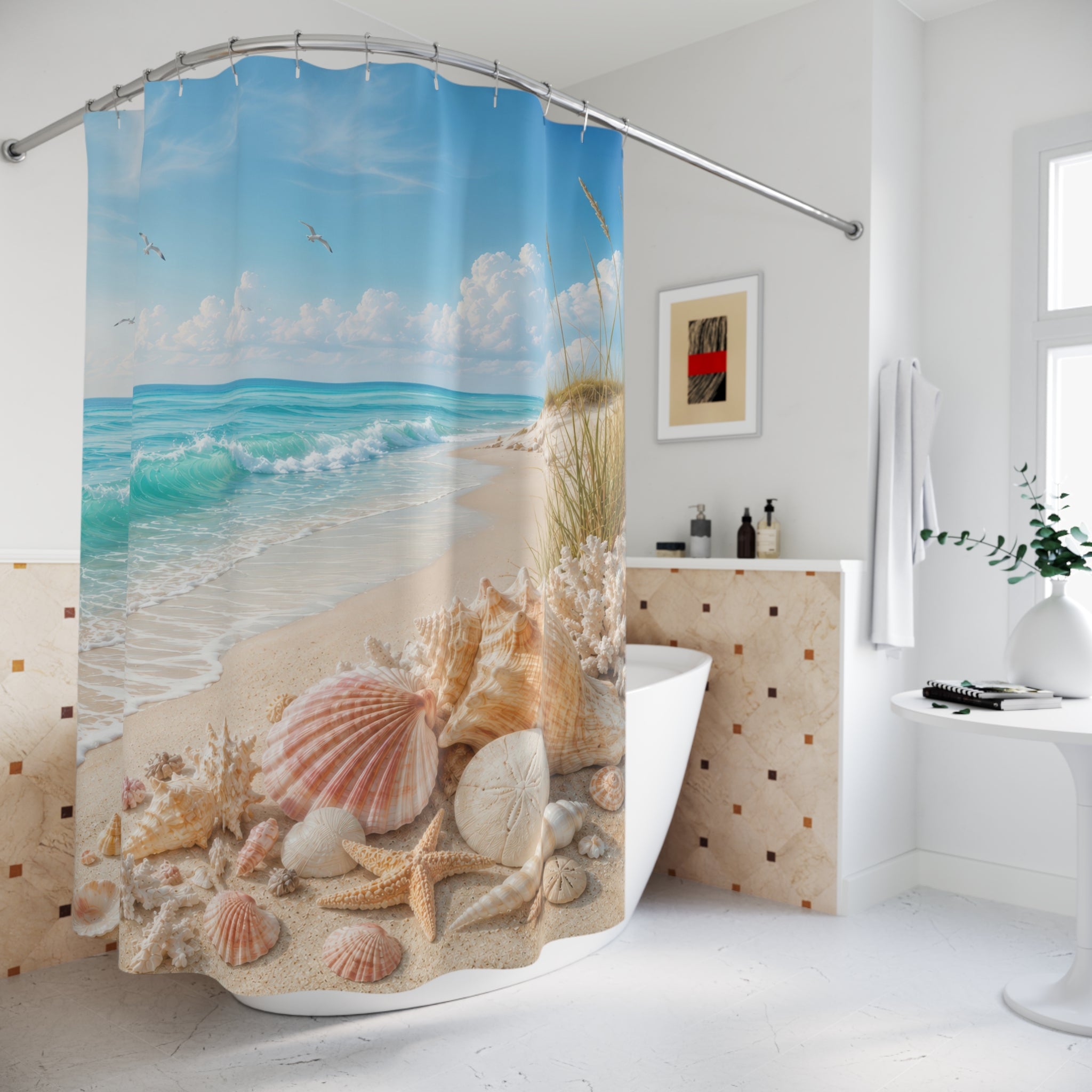 Aqua Ocean Beach Shower Curtain