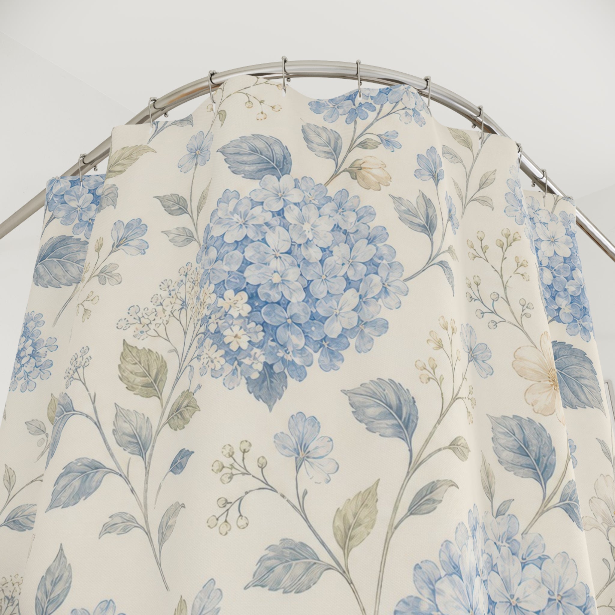 Hydrangea Blue Floral Shower Curtain