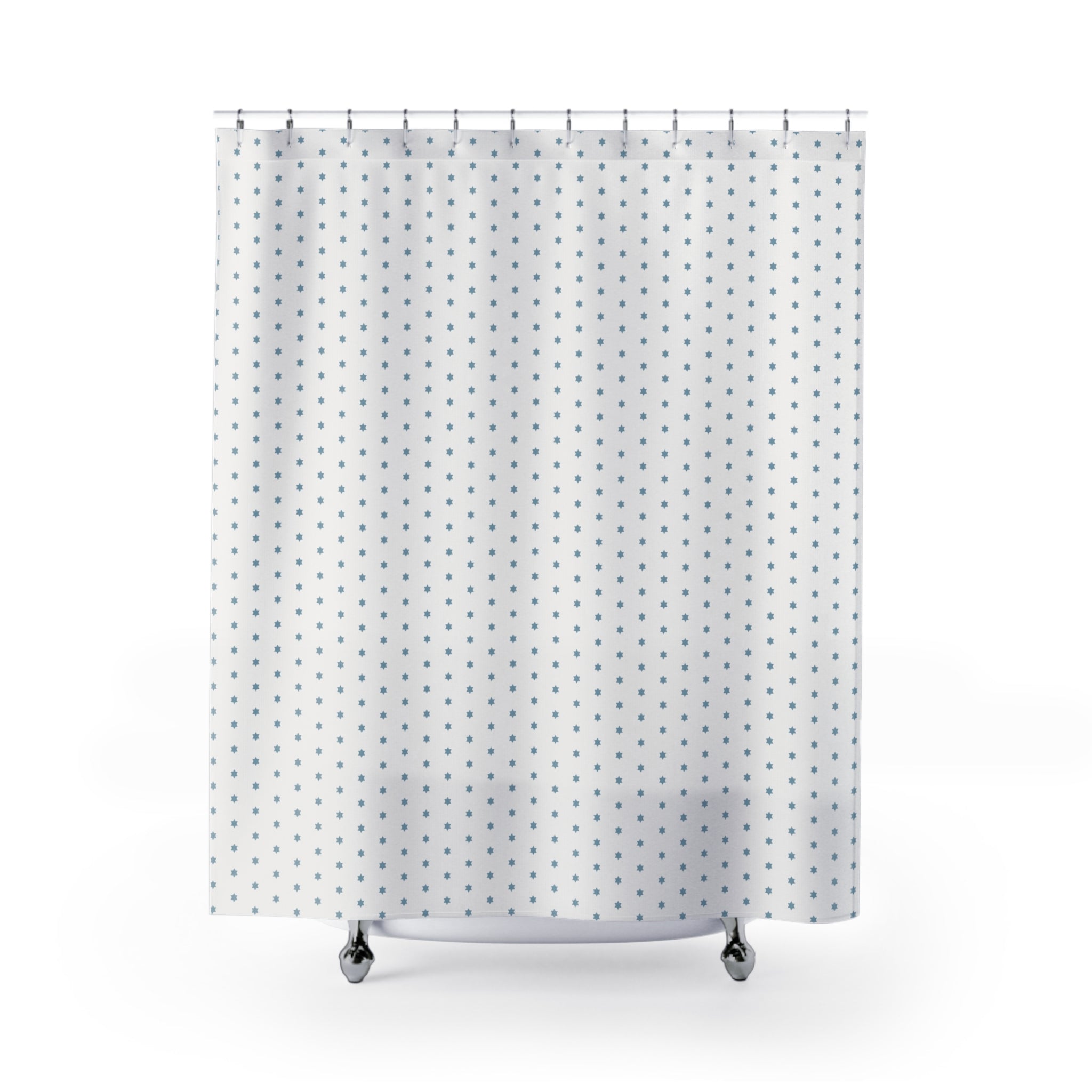 Scandinavian Star Shower Curtain – Ice Blue Snowflake