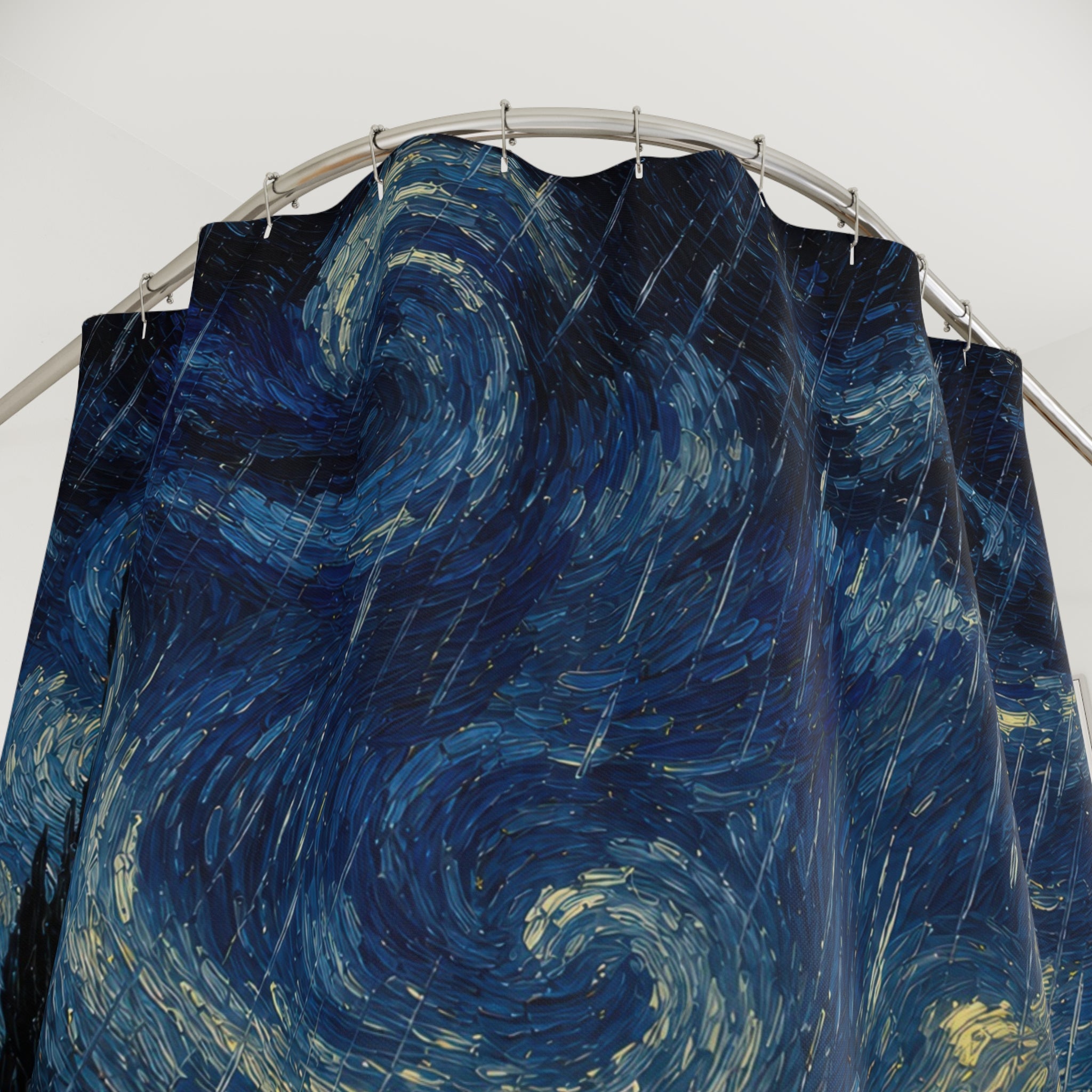 Blue Night Storm Landscape Shower Curtain
