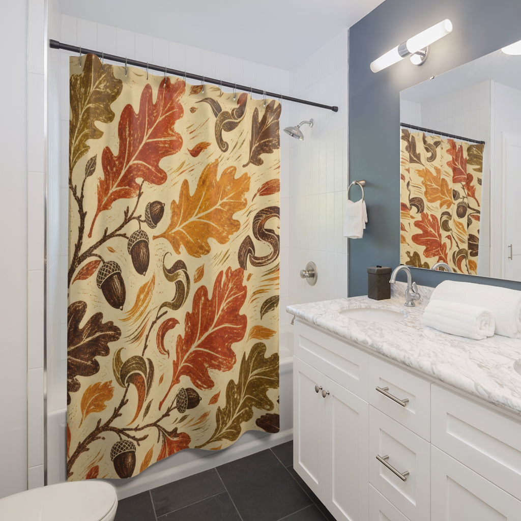 Autumn Oak Block Print Shower Curtain
