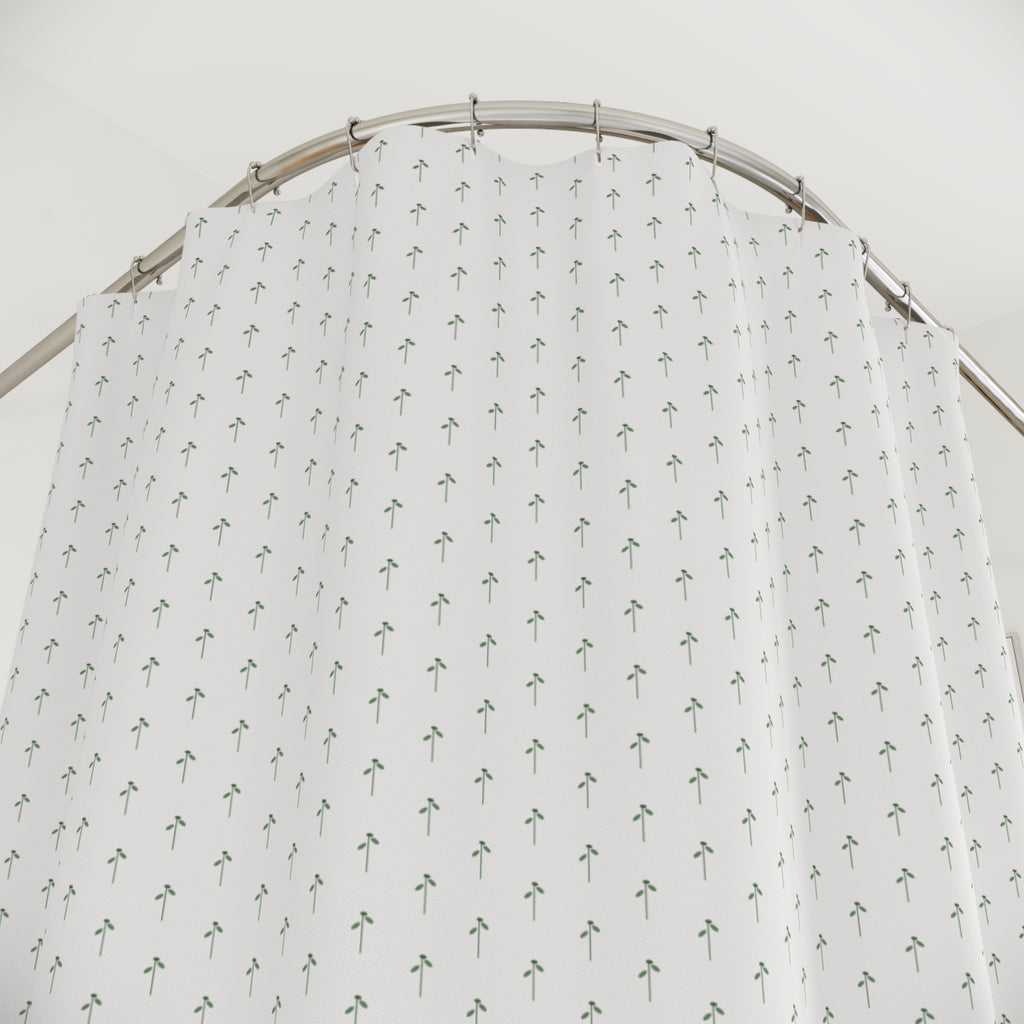 Scandinavian Dot Grid Shower Curtain – Charcoal on Cream