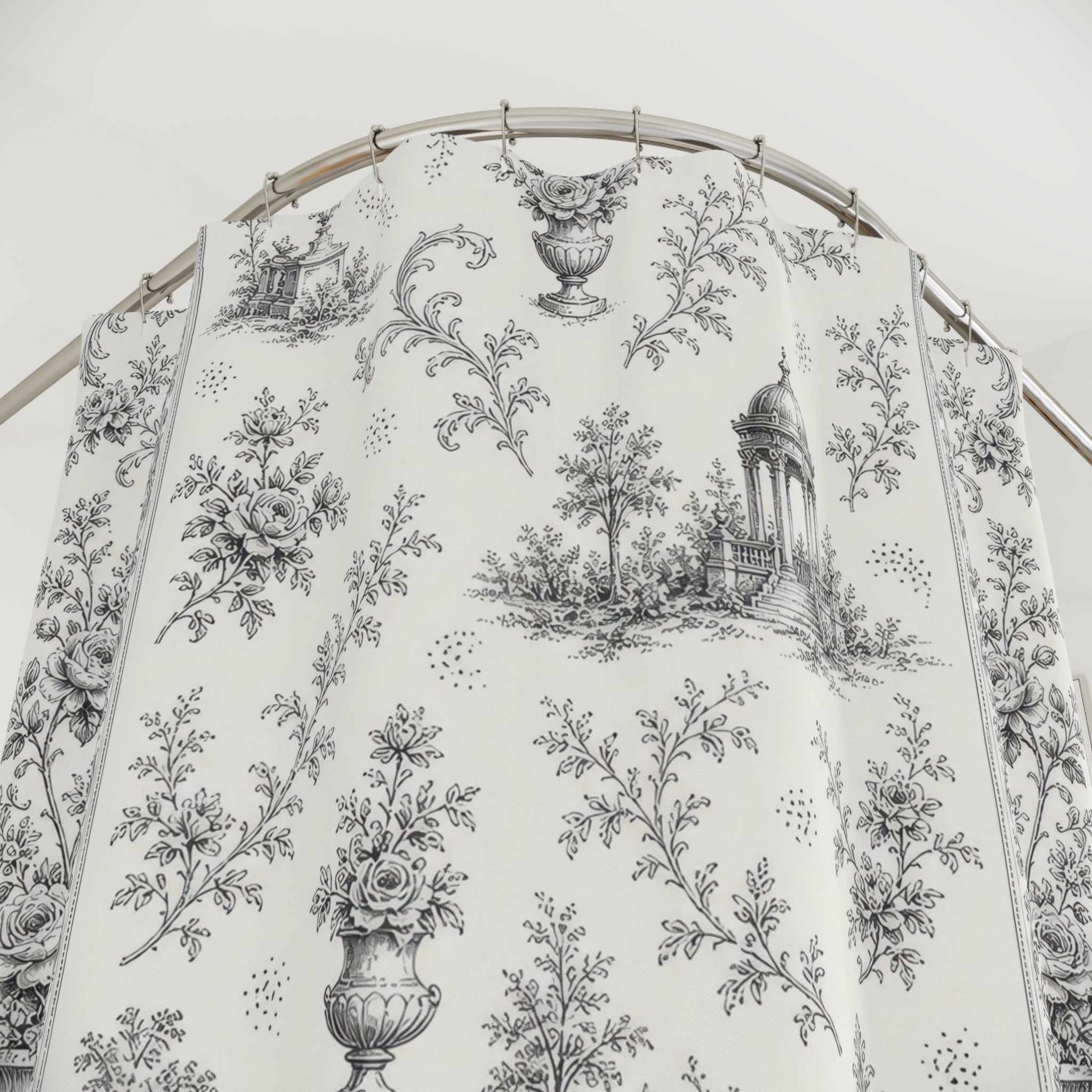 Black and White Toile Shower Curtain